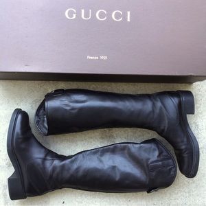 Gucci leather Eiffel Nero over the knee boots